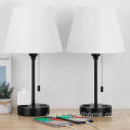 Table Lamp with Dual USB Ports and Socket